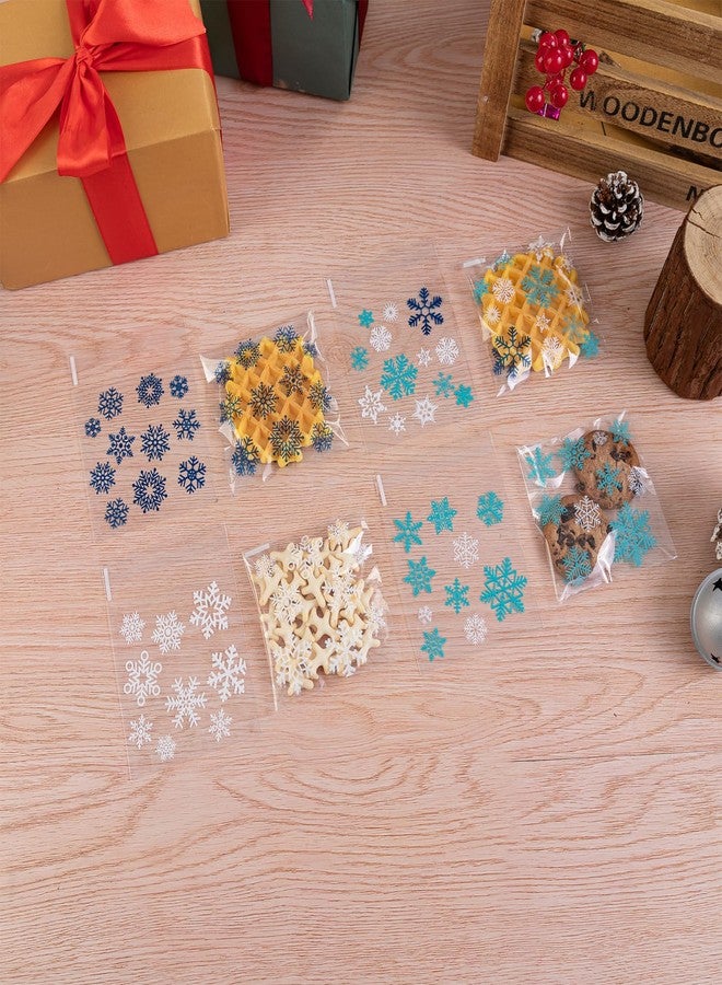 Jocomoni 200pcs Christmas Snowflake Cookies Bags, Clear Self Sealing Cellophane Bags Self-Adhesive Snowflake Cookies Bag Plastic Candy Bags for Bakery Cookies Gift Packing Christmas Party Favor - Image 5